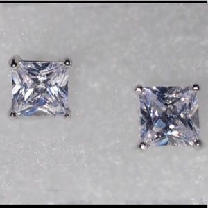 Princess cut earrings.